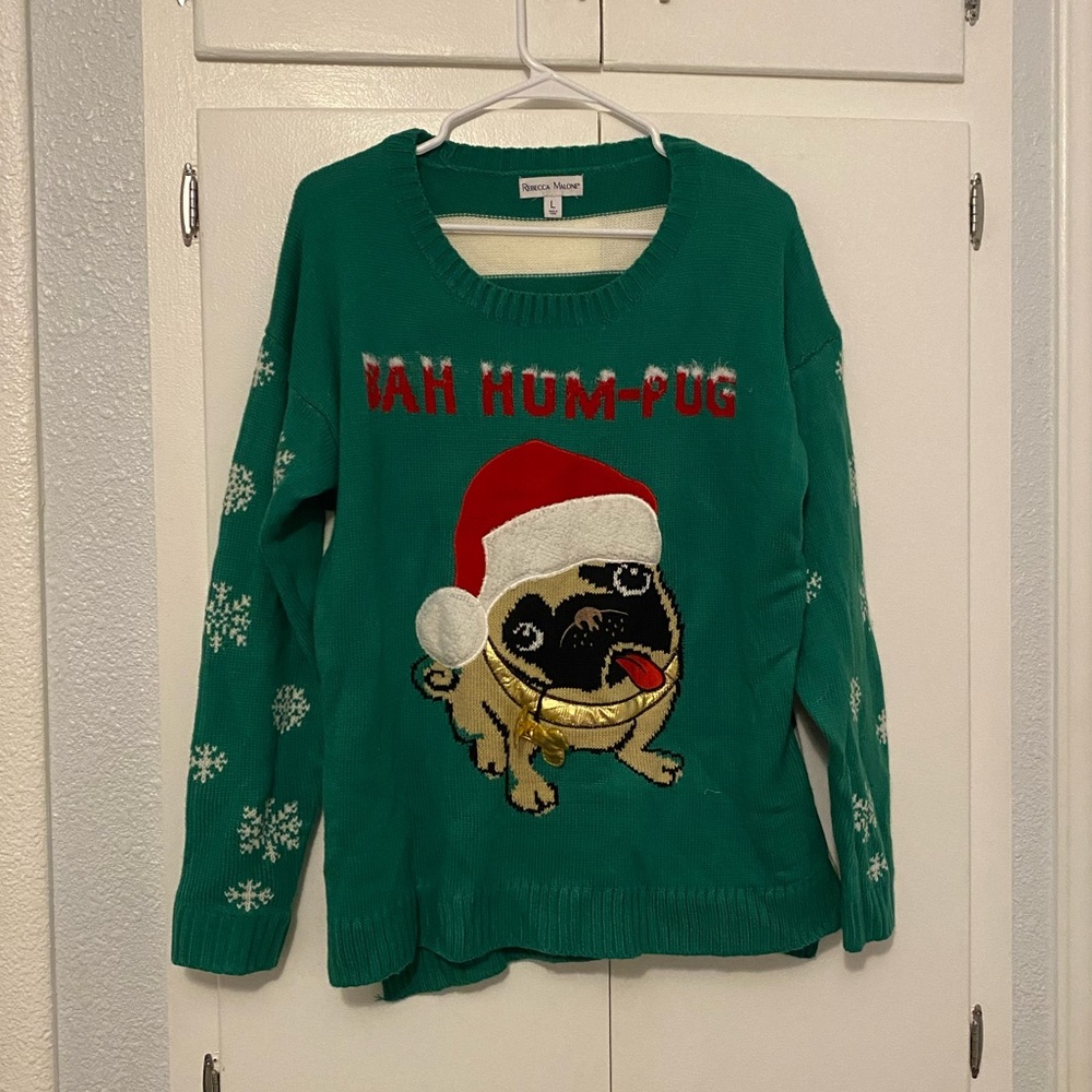 Rebecca Malone Pug Christmas sweater